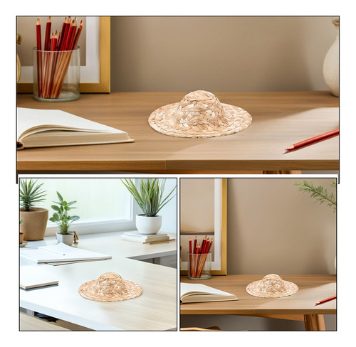 Sombreros De Paja En Miniatura De 6 Piezas: Minicapas Tejida