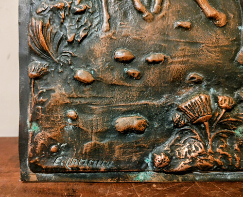Lámina De Cobre Repujado Autor E.cammilli (Usado)