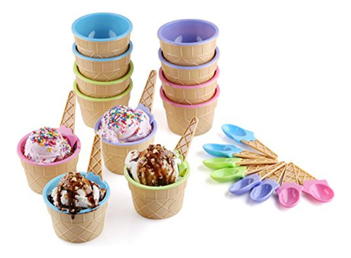 Vasos De Papel Para Helado  Greenco Cuencos Y Cucharas Para