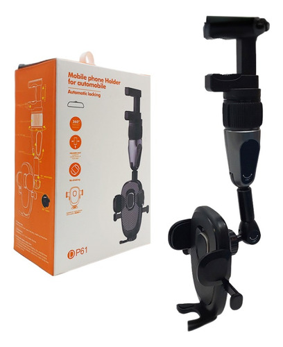 Soporte Universal Para Teléfono En Espejo Retrovisor Negro