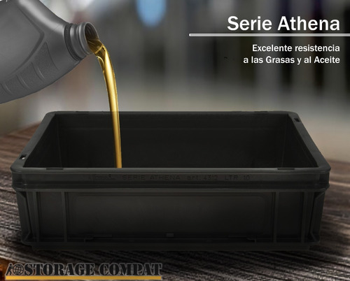 Caja Athena 60x40x32 Cm Negras Sin Tapa Apilables 60 Lts