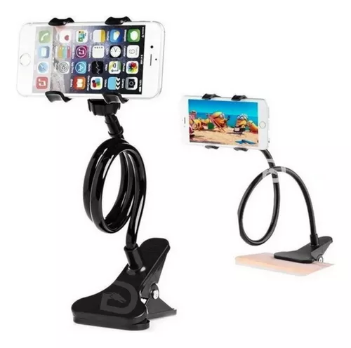  Soporte de teléfono celular para cama, cuello de cisne, soporte  para teléfono acostado con clip de abrazadera ajustable 360 y brazo largo  flexible, soporte de teléfono para soporte de escritorio y