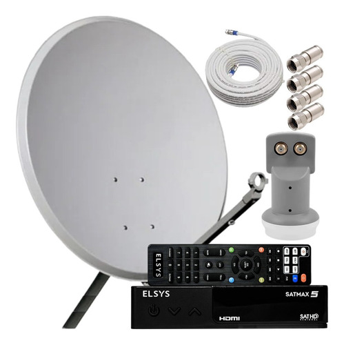 Kit Antena Parábolica Ku 5g Completo Receptor Lnbf E Cabo 