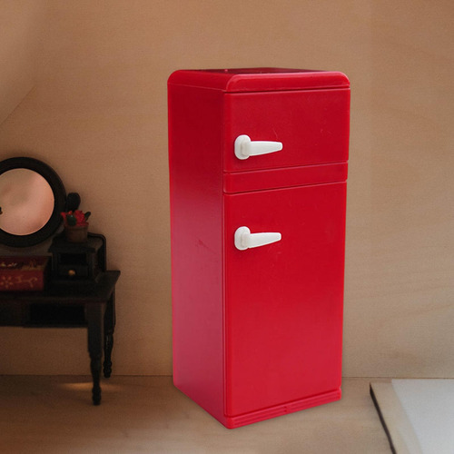 Nevera En Miniatura Para Casa De Muñecas A Escala 1:12 Rojo