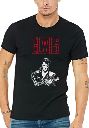 Poleras Con Diseño Elvis Presley Letras Rojas