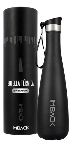  Imback IBK-BOT001 Color Negro Termo Acero Inoxidable 750 Ml Botella Diseño Con Correa