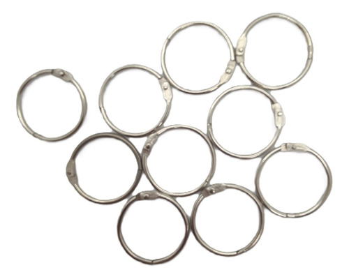 10 Ganchos Aros Metalicos De 3,5 Cm De Diametro Para Carpeta Plateado