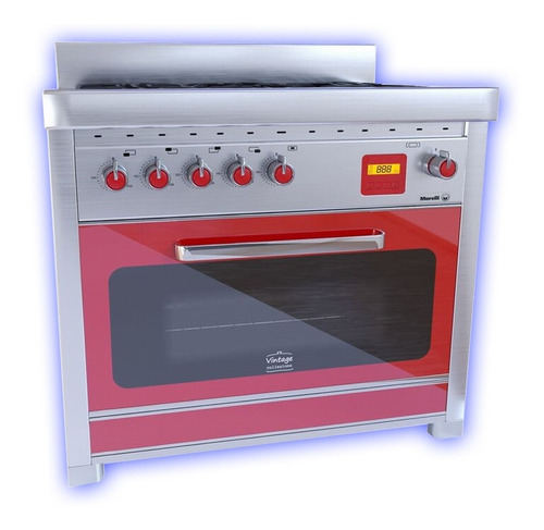 Cocina industrial Morelli Vintage Touch 900 a gas/eléctrica 5 hornallas  roja 220V puerta con visor 80L