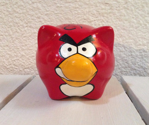 Alcancias Pintadas A Mano Angry Birds Red Rojo