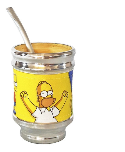 Imagen 3 de 4 de Termo Acero Inoxidable Y Mate Aluminio Madera Los Simpsons