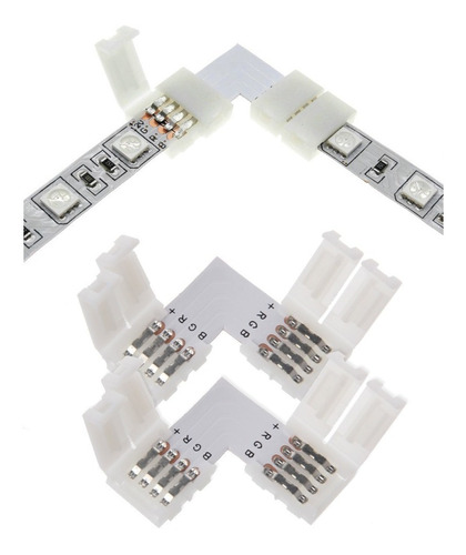 Pack 2 Conectores Tipo L Extensión Tira Led 5050 12v Rgb