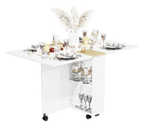 Mesa De Comedor Plegable; 3imothrix, Blanco