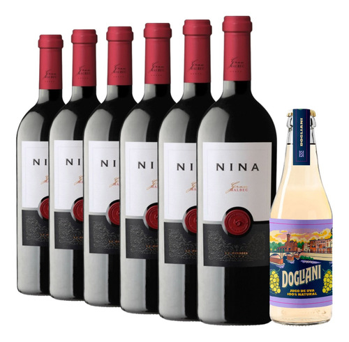 Vino Gran Nina Malbec Caja X 6 + Jugo Uva Dogliani 500ml