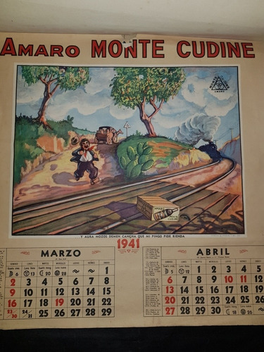 Imagen 2 de 4 de Antiguo Almanaque. Amaro Monte Cudine. Año 1941. 51298.