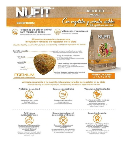 Imagen 5 de 6 de Croqueta Alimento Perro Adulto Premium Nufit By Nupec 8kg