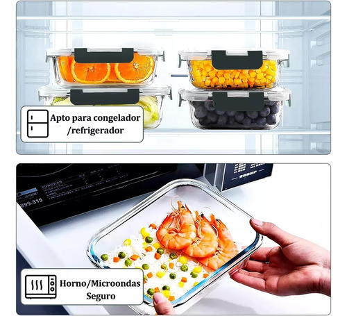 Set 10 Recipiente Hermetico Contenedor De Vidrio Alimentos