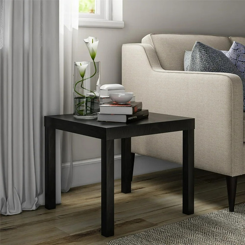 Mesa Lateral Minimalista Moderna Sala Mainstays Negra Color Negro
