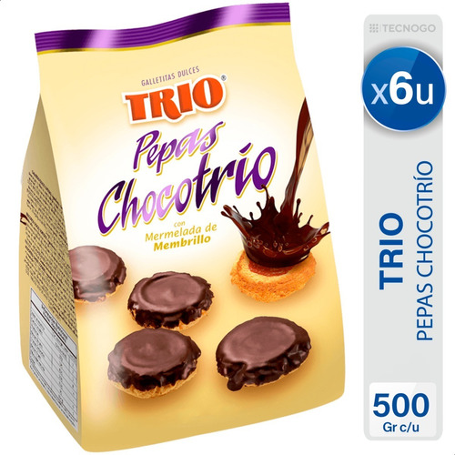 Galletitas Trio Pepas Chocotrio Con Membrillo - X6 Paquetes