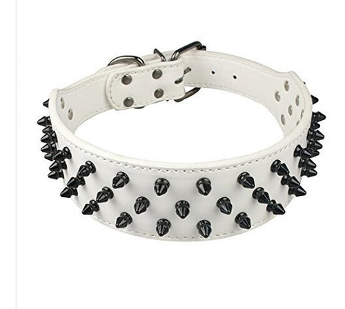 Perros Reino De Cuero Negro Escupido Collar De Perros Rl40l