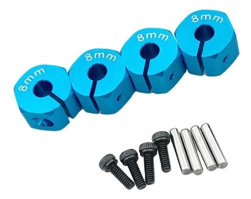 Paquete De 4 Ejes De Rueda Hexagonal De Aleación 8 Mm Azul