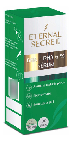 Suero Facial Bha-pha 6% Eternal Secret 30ml Piel Grasa Momento de aplicación Día/Noche