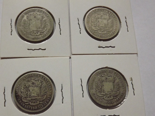 Monedas De Plata. Dos (2) Bs Bolívares. Años 1900 A 1965