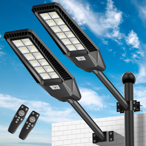 Luces Solares De Calle De 1200 W, Paquete De 2 Luces Led Sol