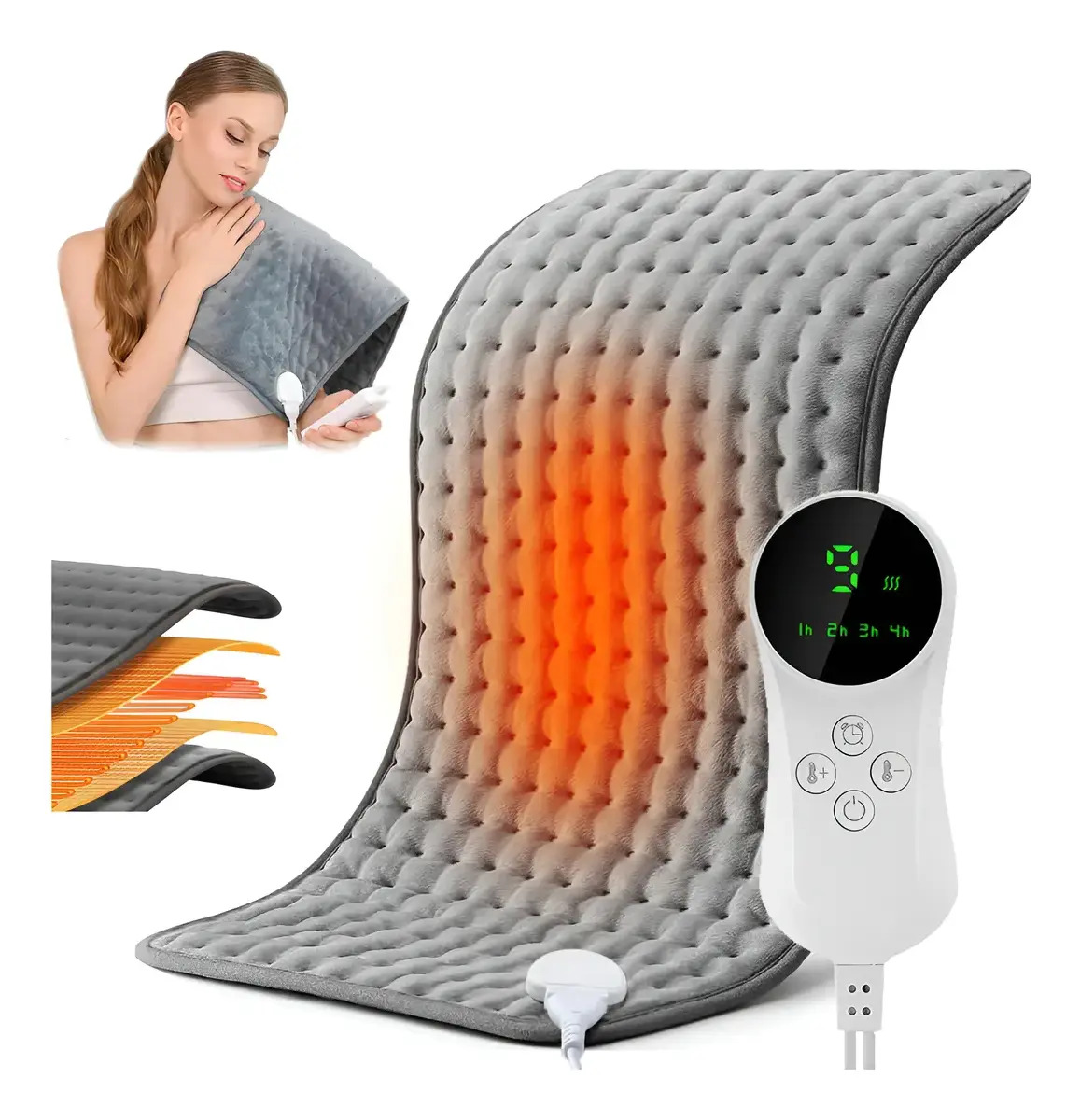Compresa Caliente Eléctrica 9 Niveles Temperatura 60*30cm Almohadillas Termicas Electricas Grandes Para Dolor