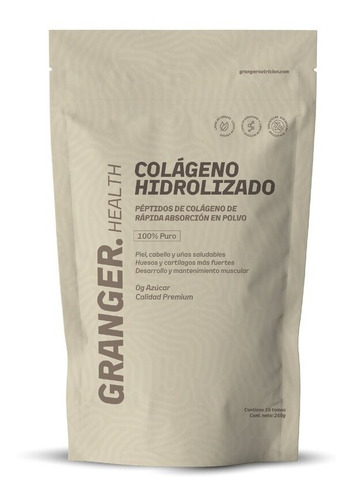 Granger Colágeno Hidrolizado Puro Sabor Naranja Suplemento 250gr