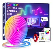 Comprar Cozylady Tiras De Luces Neón Flex Led Rgb Wifi 6m Ip68 Impermeable Luz Led Para Cuarto Tv Sincronización De Música Diy Tiras de Luces Flexible