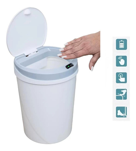 Lixeira 12l Linda Automática Sensor Cozinha Banho Escritório Cor Branco