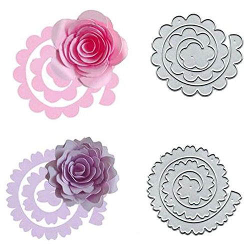 2 Piezas De Troqueles De Corte Espiral 3d De Flores Ond...