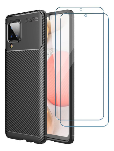 Funda Silicona Fibra Carbono Para Galaxy A12/m12/f12+mica