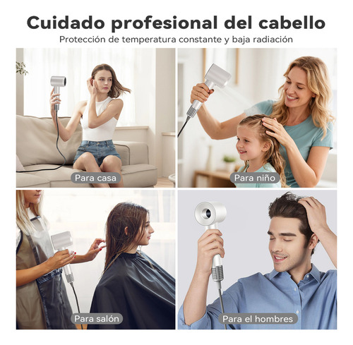 Secador De Pelo De Alta Velocidad Iónico Profesional 1500w 2 Velocidades Del Viento Y 4 Modos De Temperatura