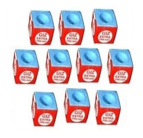 10 Virolas Ponteira + 10 Giz Azul Comum Taco Bilhar Sinuca