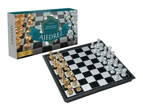 Ajedrez Magnetico Piezas Doradas Y Plateadas