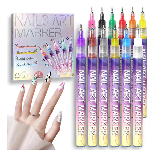 Juego De Bolígrafos De Arte De Uñas De 12 Colores, Bolígrafo