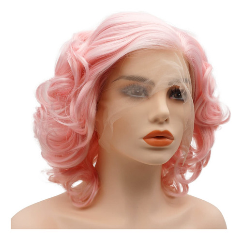 Peruca Frontal De Renda Sintética Lushy Beauty Wavy Short 25