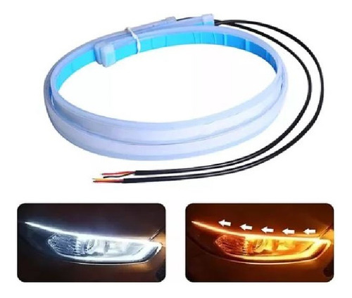 Kit Par Fita Led 60cm Drl 3k 6k Flexivel Farol Seta Cobalt