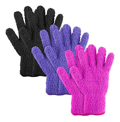 3 Pares De Guantes De Microfibra Para Polvo
