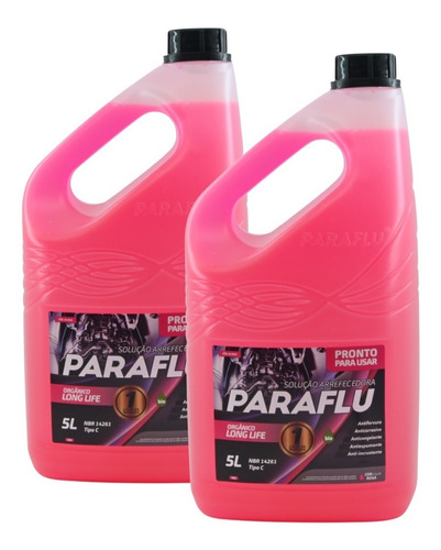  2 Aditivo P/ Radiador Paraflu Rosa 5 Litros Pronto Para Uso