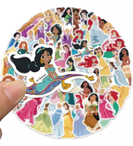 50 Stickers De Princesas Disney - Etiquetas Autoadhesivas