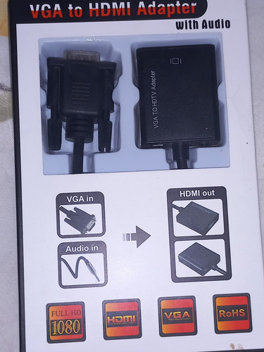 Imagen 3 de 4 de Combo Adaptador Nano Usb. Convertidor Vga A Hdmi Y Cable Hd