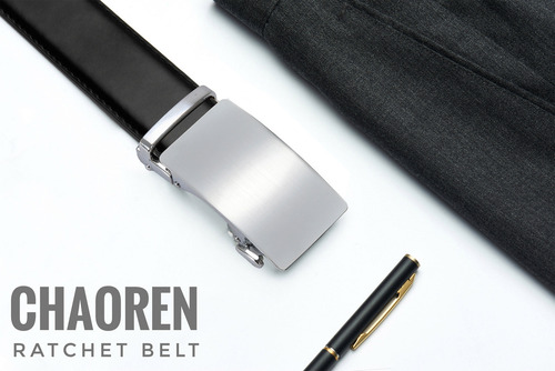Cinturón CHAORENCR Hombre Hebilla Automática Cinto Vestir Traje Formal negro