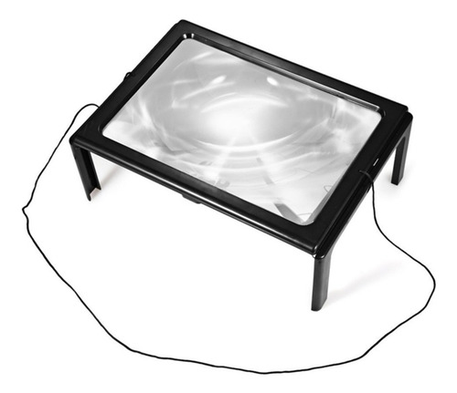 Imagem 1 de 2 de Lupa De Mesa Tamanho A4 Com Suporte Maos Livre Ampliação 3x