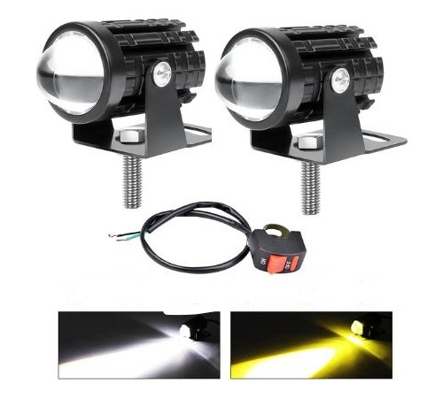 X2 Neblinero Foco Led Mini Duo Color Moto Auto Universal 