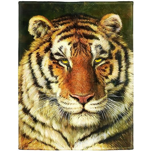 Manta De Tigre Siberiano Amarillo De 60 X80 , Suave Y E...