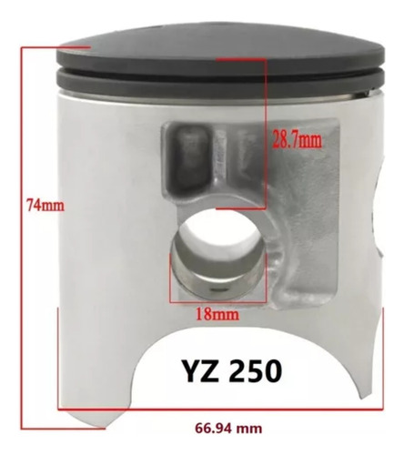 Pistão Yz250 - 2t ( 66.94 Mm ) + 0.60