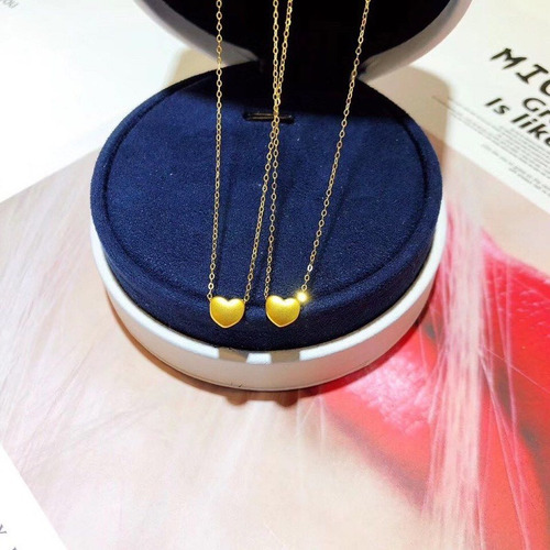 Imagen 5 de 9 de Cadena Eslabones Oro 18k Colgante Corazón Satinado Oro 24k