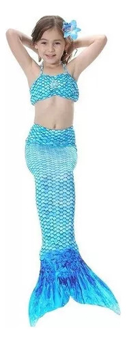 Conjunto De Bikini Con Cola De Sirena For Niñas